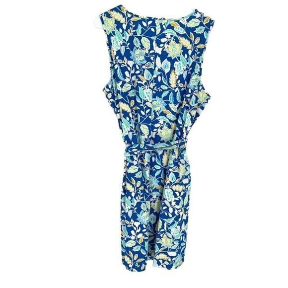 Croft‎ & Barrow Womens Floral Split Neck Sleeveless Dress Blue Size Large NWT - Picture 1 of 8